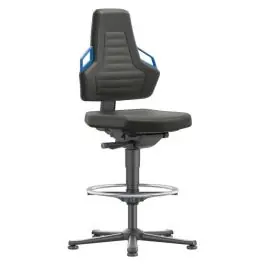 bimos - Scaun de lucru Nexxit 3, negru, cu maner albastru, 570-820mm, suport picioare [9031-6801-3277] Lichidare de stoc