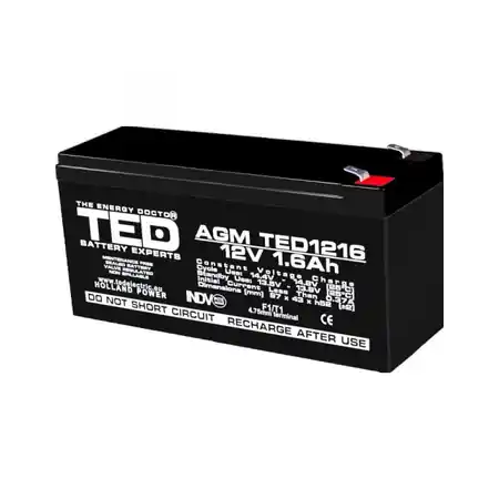 Acumulator 12V 1.6Ah F1, AGM VRLA, TED Electric TED003072 TED Electric Bestseller