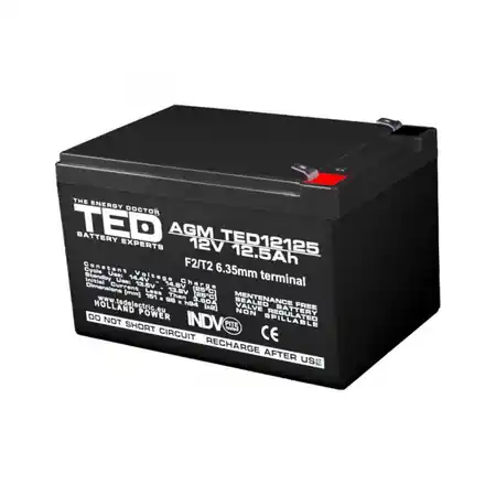 Acumulator 12V 12.5Ah F2, AGM VRLA, TED Electric TED002754 TED Electric Promoție