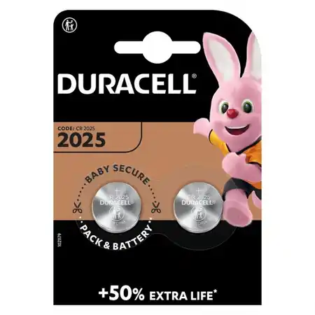 Baterii litiu 3V CR2025 165mAh, 2 Buc. Duracell Duracell Cel mai vândut