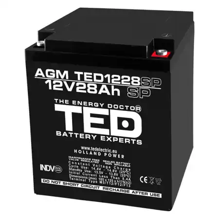 Disponibil imediat Acumulator 12V 28Ah Special M6, AGM VRLA, TED Electric TED003430 TED Electric