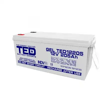 Acumulator 12V 205Ah GEL DEEP CYCLE M8, TED Electric TED003522 TED Electric Ofertă specială