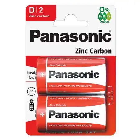 Baterii D R20, blister 2 Buc. Panasonic Zinc Panasonic Lichidare de stoc