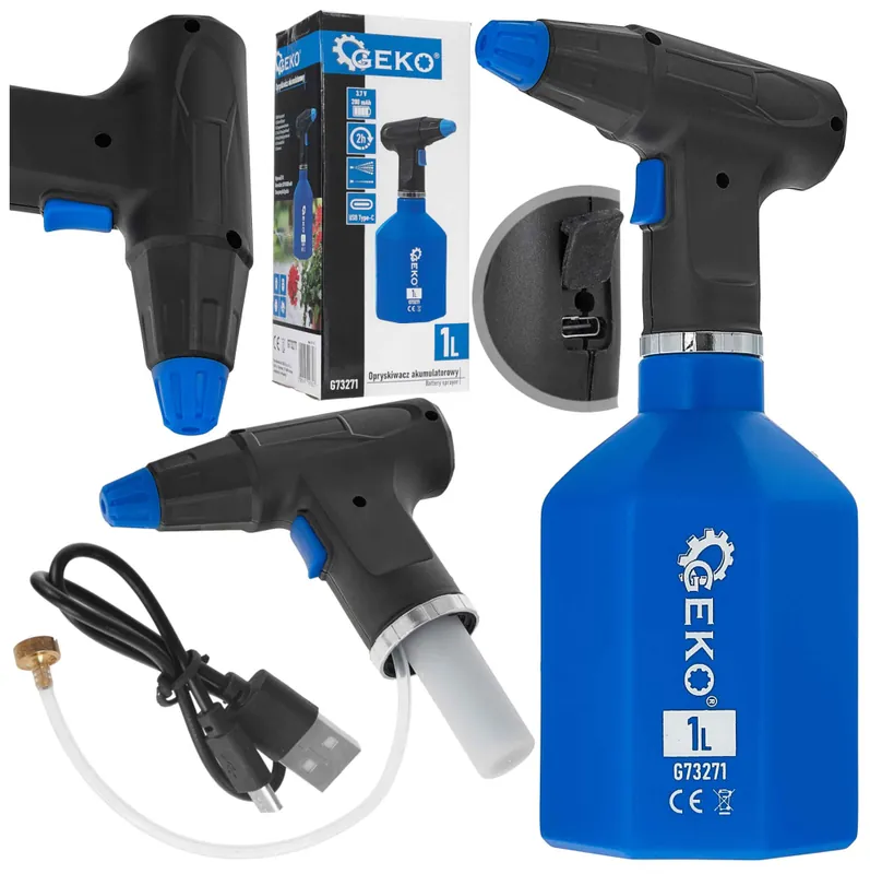 Popular Pulverizator fără fir 1 litru, baterie 3.7V / 2000mAh, albastru deschis, GEKO