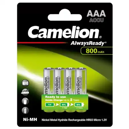 Retur gratuit Camelion Acumulatori 800mAh Preincarcati 1.2V Ni-MH AAA R3 B4 Camelion