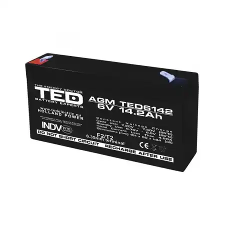 Acumulator 6V 14.2Ah F2, AGM VRLA, TED003034 TED Electric Bestseller
