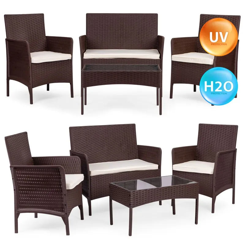 Mobilier de grădină set masă bancă fotolii Brown Ofertă limitată