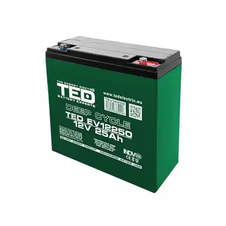 Acumulator 12V 25Ah cu GEL DEEP CYCLE M5, TED Electric TED003782 TED Electric Plată securizată