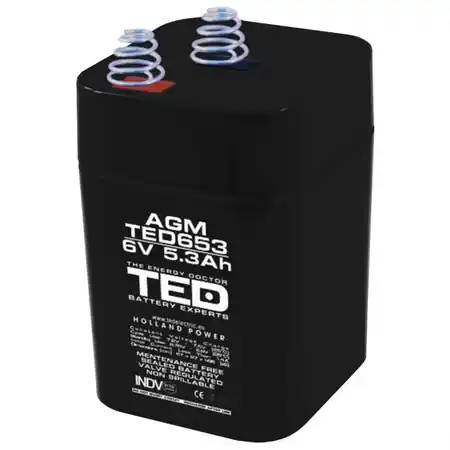 Acumulator 4R25 6V 5.3Ah, cu arcuri AGM VRLA, TED Electric TED002952 TED Electric Preț redus