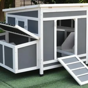 Preț redus Șemineu din lemn 147x93x85cm TIGRIS, gri/alb GARDENKUS