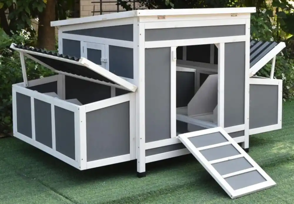 Preț redus Șemineu din lemn 147x93x85cm TIGRIS, gri/alb GARDENKUS