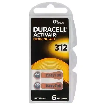 Baterii aparat auditiv Zinc-Aer 312 PR41, 6 Buc. Duracell Duracell Mai ieftin