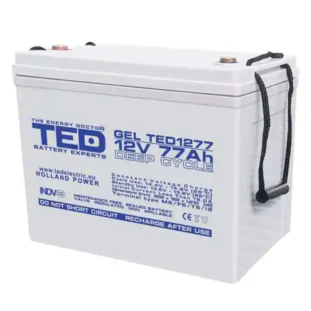 Acumulator 12V 77Ah GEL DEEP CYCLE M6, TED Electric TED003409 TED Electric Cumpărături sigure