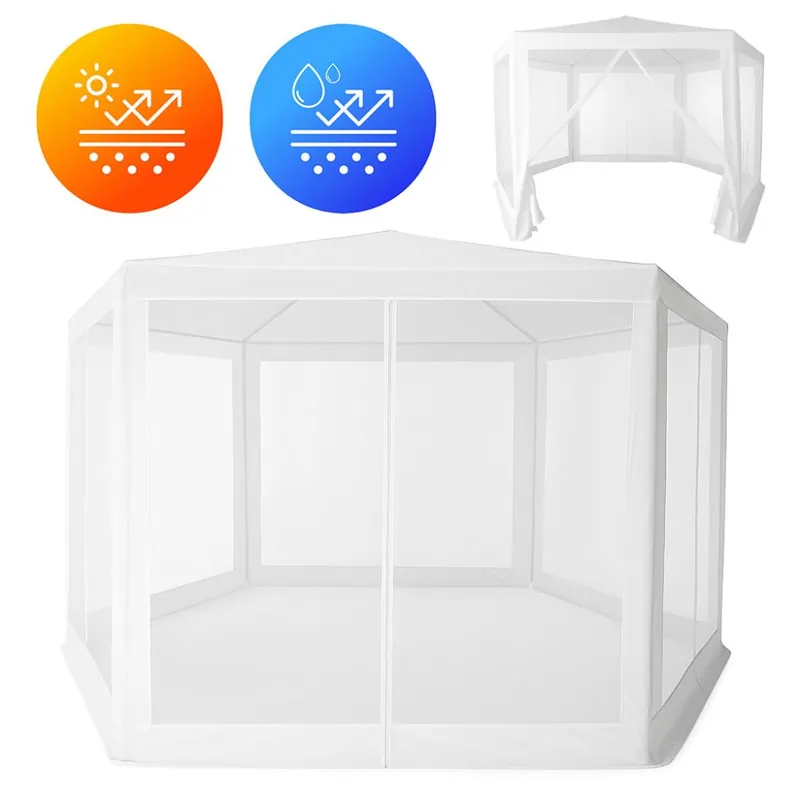 Cort de grădină 2x2 m cu plasă de țânțari alb Noutate