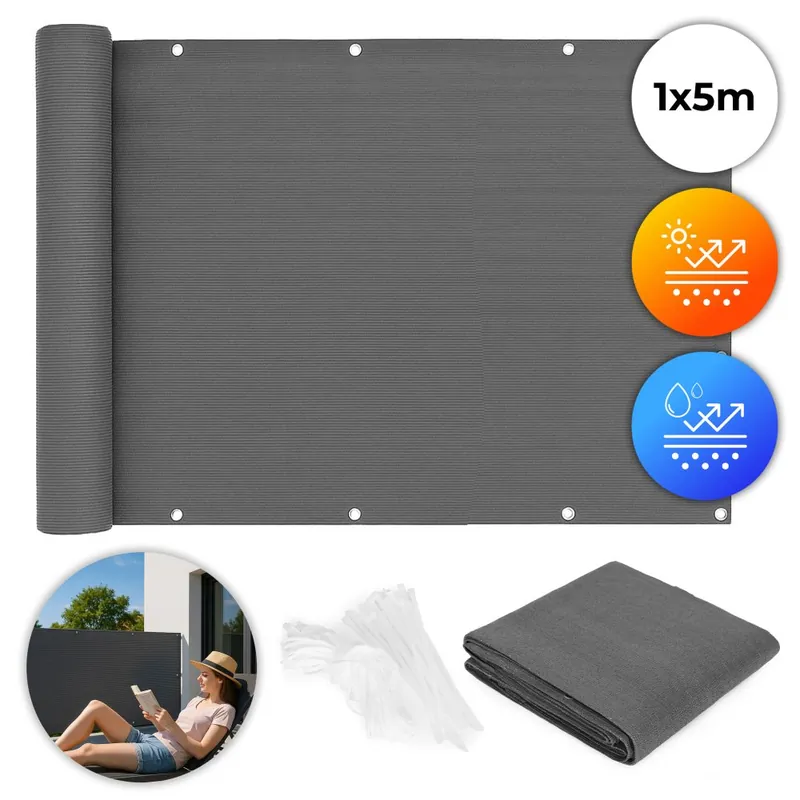 Balcon ecran 100x500 cm gri MultiGarden Cumpără acum