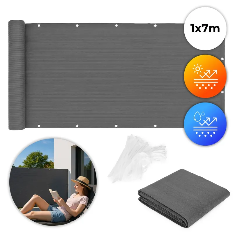 Cumpărături sigure Balcon ecran 100x700 cm gri MultiGarden
