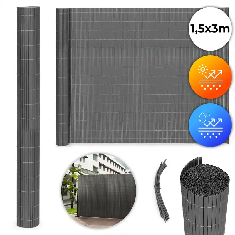 Covor de bambus cu două fețe 150x300 cm pentru balcon, terasă, gard Antracit MultiGarden Vezi acum