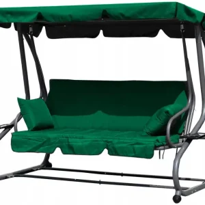 Leagăn de grădină pliabil 3 locuri verde Doar azi