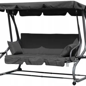 Leagăn de grădină pliabil, 3 locuri, 2 în 1, perne, gri, MultiGarden Ofertă limitată