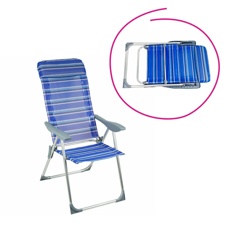 Scaun de grădină poziţionabil, albastru/gri, AVELAR Ultima șansă