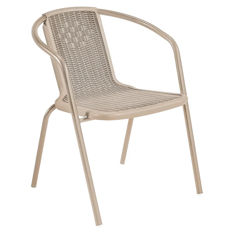 Scaun de grădină stivuibil, champagne, oţel/plastic, FRENY Reducere