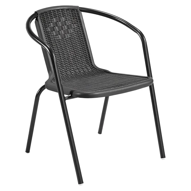 Cel mai vândut Scaun de grădină stivuibil, negru, oţel/plastic, FRENY