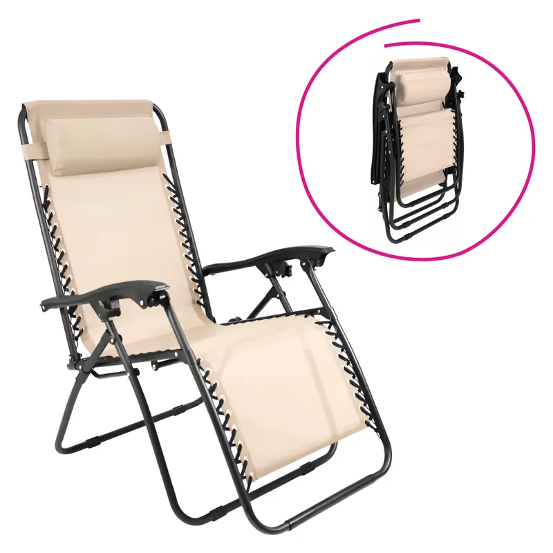 Retur ușor Scaun de grădină poziţionabil, bej, GERALD NEW