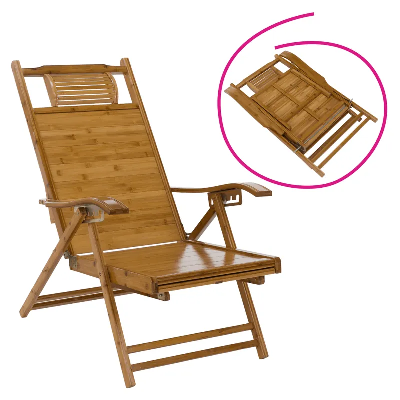 Fotoliu de grădină poziţionabil, natural, bambus, VARDON Ultima șansă