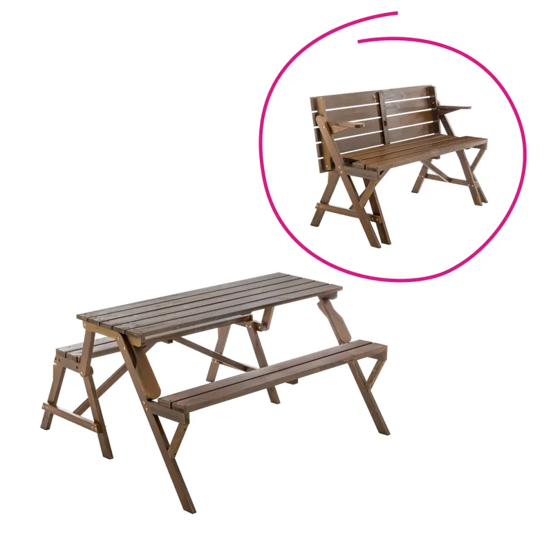 Premium Masă de grădină/bancă, 2în1, maro, ZAGIR