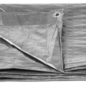 Prelată medie 15x20 m, 100 g/m, acoperitoare, ARGINTIE, cu ochiuri de ochi Livrare rapidă