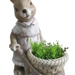 Decorațiune MagicHome Gecco, Iepuraș cu roabă, magnezie, 34x19x49 cm Calitate înaltă