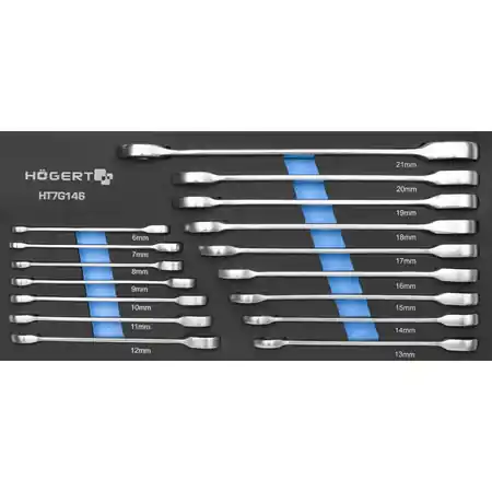 Cheie combinata cu clichet, set 16 piese, spuma tehnica Hoegert Bestseller