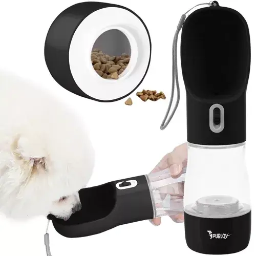 Ieftin Sticlă de apă Purlov 21033 cu bol pentru câini