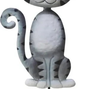 Chilipir Decor MagicHome Mecco, Pisică, tablă, gri, mortare, 25,5x3,5x61 cm