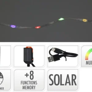 Lumină de grădină 240 LED lant colorat solar. cu cronometru, cu functii /12m Livrare gratuită