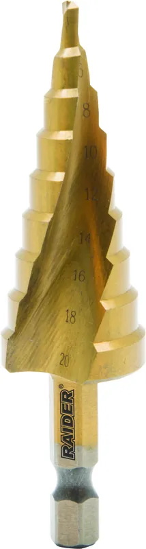 Burghiu conic in trepte HEX 1/4" HSS + TIN S4-20mm 150679 Chilipir