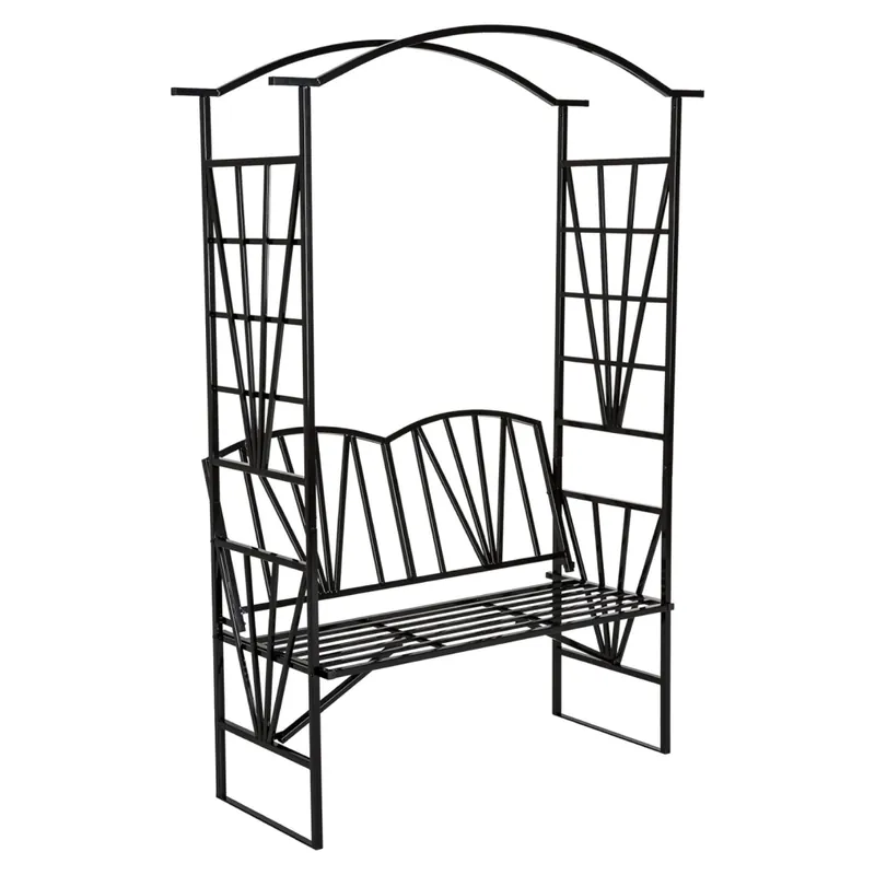 Discount Bancă de grădină cu pergolă, neagră, HAIFA