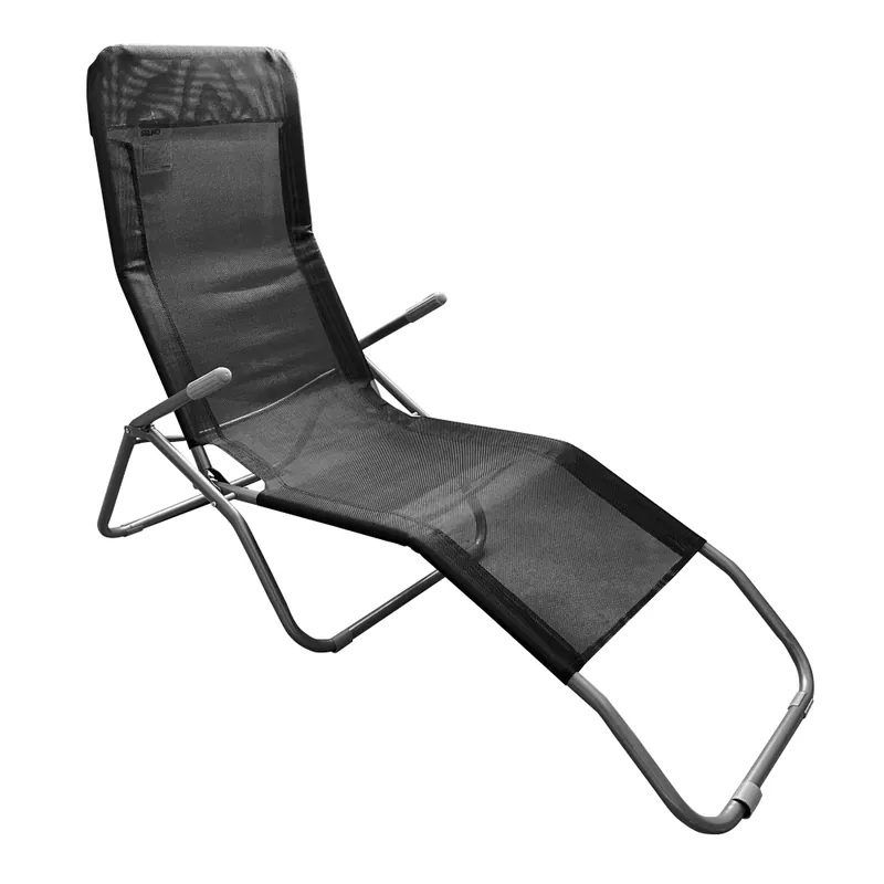 Şezlong de grădină, negru / gri, SELNO Premium