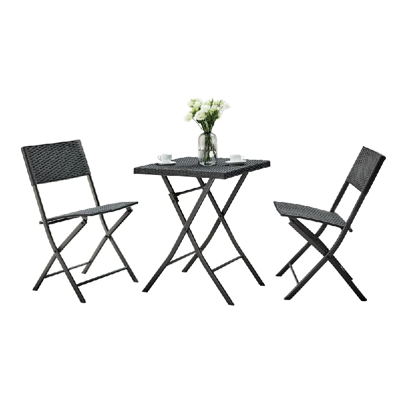 Transport gratuit Set ratan de grădina 1+2, negru, FARUK