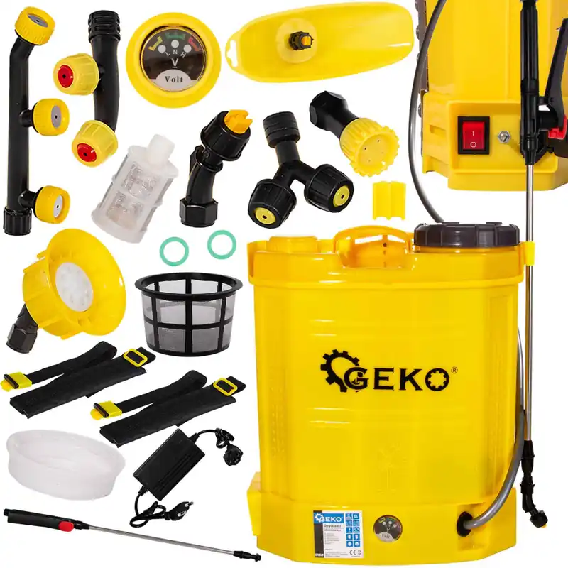 Reducere specială Pulverizator acumulator 12 litri, baterie 12V-8Ah, galben, GEKO