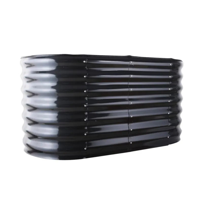 Pat de flori înălțat oval din oțel 120x60x60cm gri - antracit GARDENKUS Cumpără acum