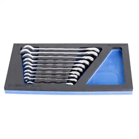 Set de chei combinate forjate cu clichet in suport de plastic UNIOR Popular