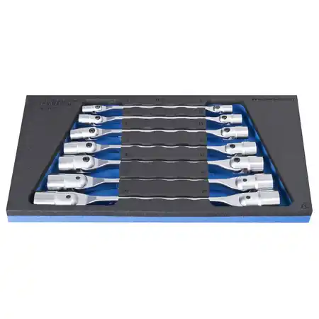 Set de chei tubulare dublu articulate in suport de plastic UNIOR Ofertă exclusivă