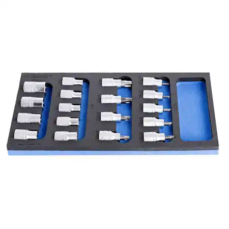 Calitate înaltă Set capete chei tubulare cu profil TX in cutie de plastic UNIOR