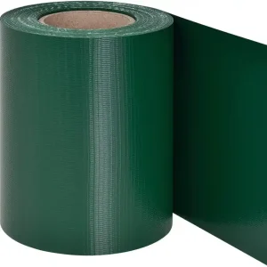 Tape Strend Pro EUROSTANDARD, 190 mm, L-35 m, tieniaca, verde, acoperire, pentru panouri de gard, cu 20 cleme, 450g/m2, PVC, RAL6005 Retur ușor
