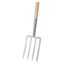 Disponibil imediat Furca de cazma argintie 4 dinti, import maner in T