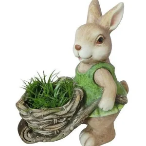 Ultima șansă Decor MagicHome Gecco, Iepure cu roaba, magnezie, 35x20x40 cm