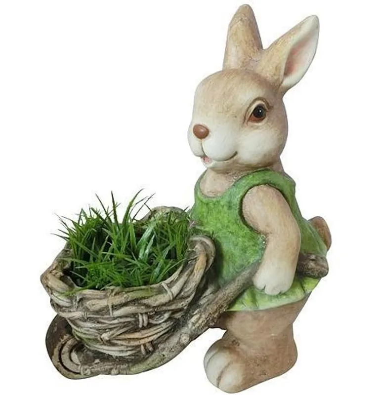 Ultima șansă Decor MagicHome Gecco, Iepure cu roaba, magnezie, 35x20x40 cm