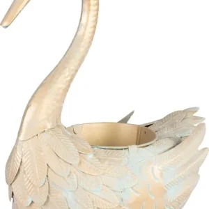 Preț mic Decor MagicHome Mecco, Gâscă, ghiveci metalic, auriu, 35x18x43 cm