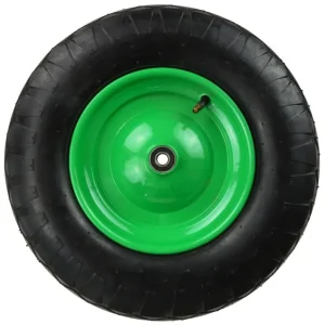 Disponibil imediat Roata gonflabila cu rulmenti, gaura 12 mm, diametru 39 cm, latime 8,5 cm, verde, cu ax